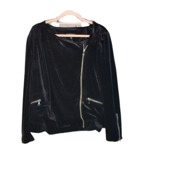 Lane Bryant black stretch velvet moto jacket new - Picture 1 of 9
